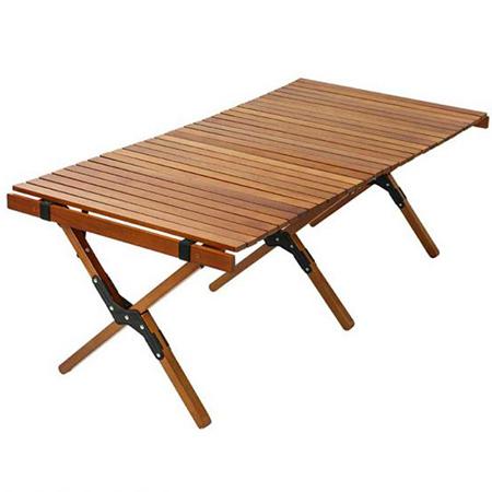 Portable Folding Table Wooden Folding Table Wood Foldable Adults Folding Wood Table Roll Camping Folding Picnic Table for Beach Fishing 