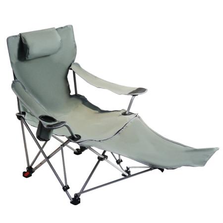 Custom Logo Portable Reclining Folding Lounge  Chair with Removable Footrest 