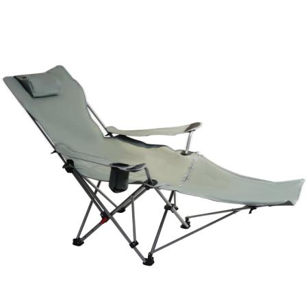 Custom Logo Portable Reclining Folding Lounge  Chair with Removable Footrest 