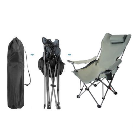 Custom Logo Portable Reclining Folding Lounge  Chair with Removable Footrest 