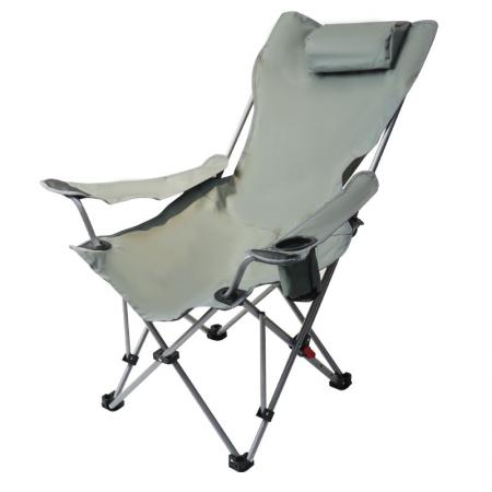 Custom Logo Portable Reclining Folding Lounge  Chair with Removable Footrest 