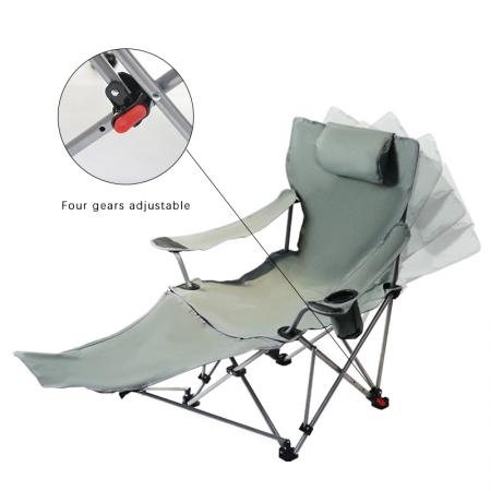 Custom Logo Portable Reclining Folding Lounge  Chair with Removable Footrest 