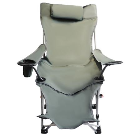 Custom Logo Portable Reclining Folding Lounge  Chair with Removable Footrest 
