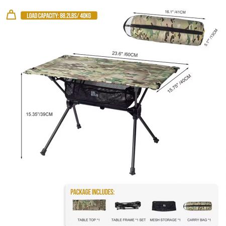 Custom Package Folding Camping Ultralight Aluminum Cloth Top Table with Bag 