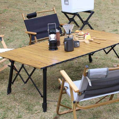 Wholesale Outdoor Light Weight Roll Up Height Adjustable Collapsible Camping Table 