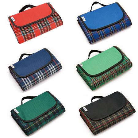 Customized LOGO Plaid Oxford Cloth Outdoor Picnic Mat Moisture-proof Mat Camping Mat 