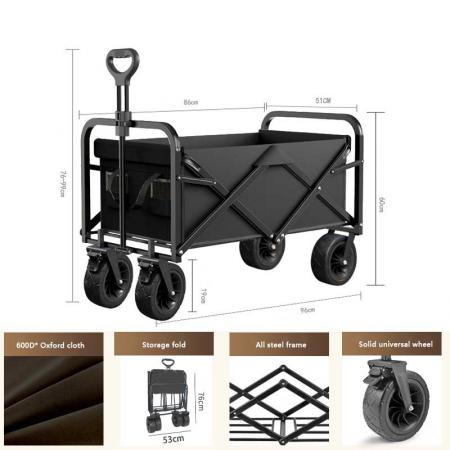 8 Inch Off-road Wheel Collapsible Outdoor Garden Utility Cart With Brake