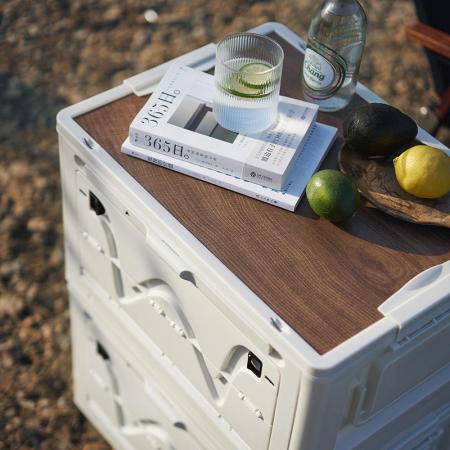Outdoor Collapsible Storage Box With Wood Lids 