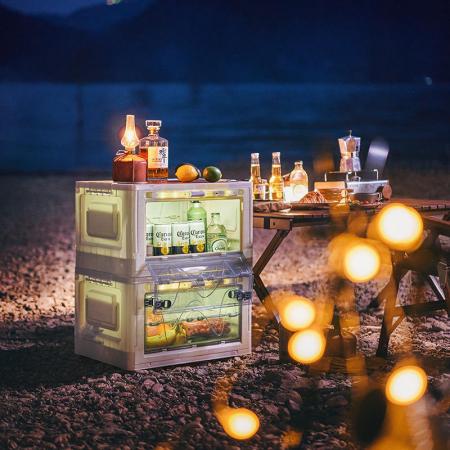 Outdoor Collapsible Storage Box With Wood Lids 