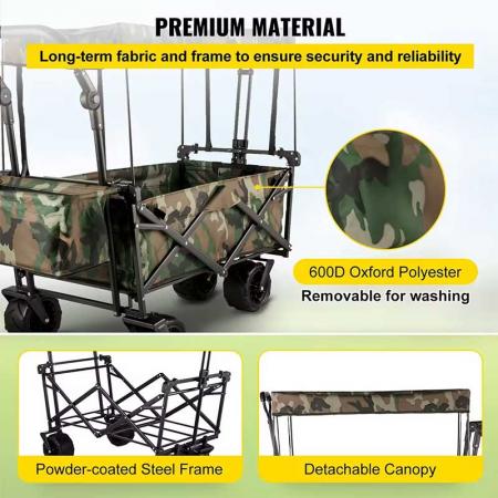 Four Rounds Heavy Duty Trolley Outdoor Camping Portable Wagon Cart