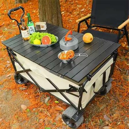 5 Inch Narrow Wheel Collapsible Outdoor Garden Utility Cart With Desktop 