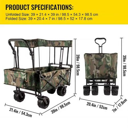 8 Inch Collapsible With Desktop Outdoor Garden Utility Cart With Roof 