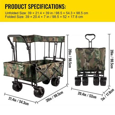 Four Rounds Heavy Duty Trolley Outdoor Camping Portable Wagon Cart