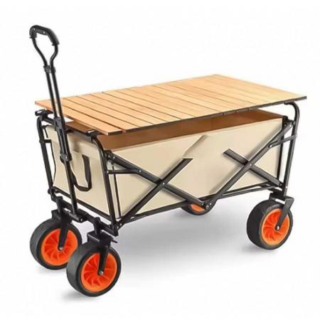 5 Inch Narrow Wheel Collapsible Outdoor Garden Utility Cart With Desktop 