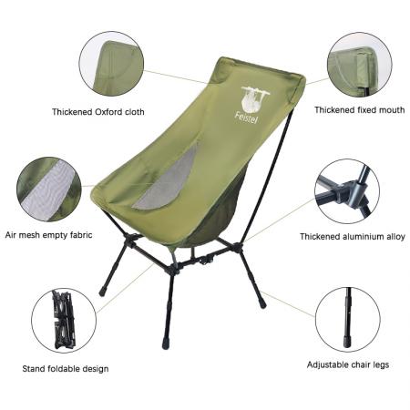 Outdoor Ultralight High Back Folding Camping Chair With Carry Bag 