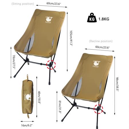 Versatile Sitting Ultralight High Back Folding Camping Chair With Storage Bag 
