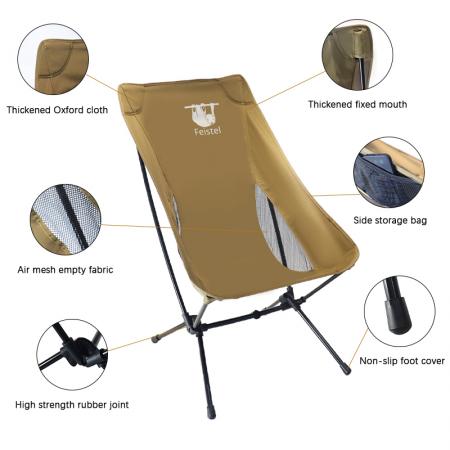 Versatile Sitting Ultralight High Back Folding Camping Chair With Storage Bag 