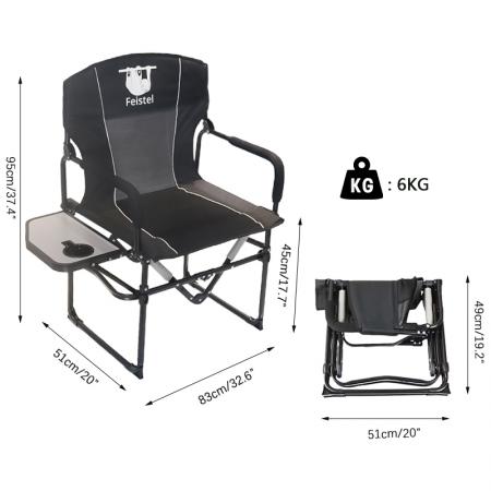 600D Oxford Outdoor Relax Portable Director Folding Camping Chair With Side Table 