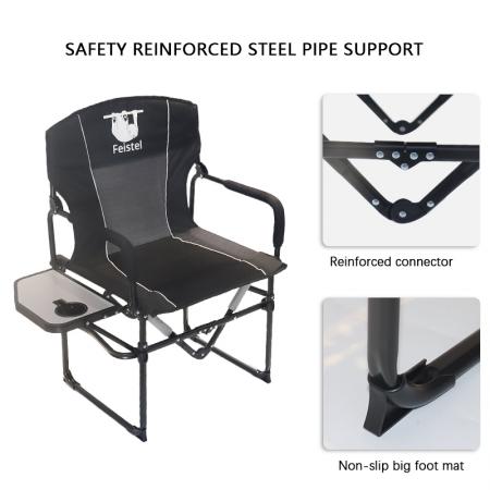 600D Oxford Outdoor Relax Portable Director Folding Camping Chair With Side Table 