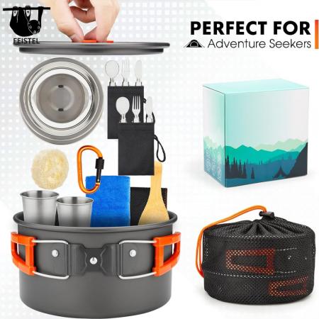 2-3 Person Portable Camping Picnic Cookware Set Tableware Combination 