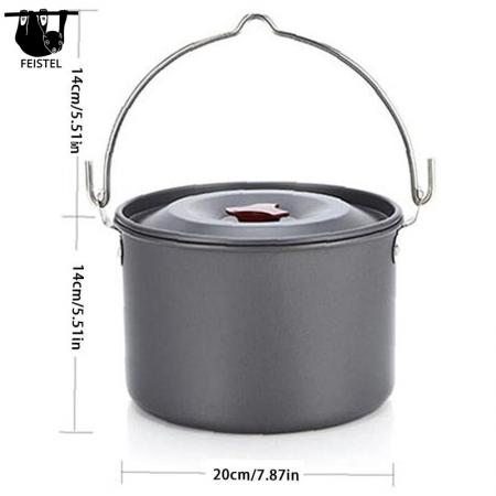 4L Camping Accessories Aluminum Alloy Cooking Pots Lightweight Hanging Pot 