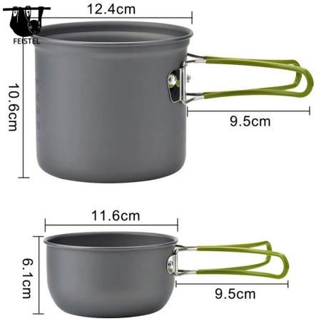 Outdoor Portable Picnic Cookware Kit Alumina Pot Set Travel Cooking Accessory