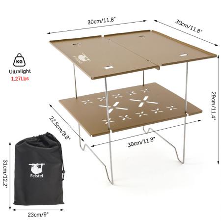 Outdoor Mini Convenient Folding Aluminum Double Layer Camping Table 