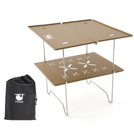 Outdoor Mini Convenient Folding Aluminum Double Layer Camping Table 