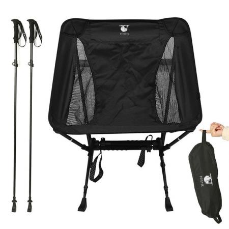 Outdoor portable camping moon chair trekking pole dual-purpose folding chair beach chair aluminum alloy trekking pole wholesale