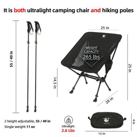 Outdoor portable camping moon chair trekking pole dual-purpose folding chair beach chair aluminum alloy trekking pole wholesale