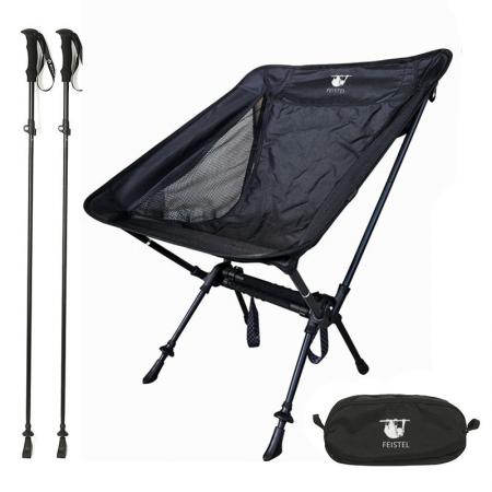 Outdoor portable camping moon chair trekking pole dual-purpose folding chair beach chair aluminum alloy trekking pole wholesale