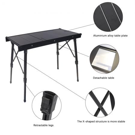 Portable Multifunctional Metal Folding Table Modern Outdoor Camping BBQ Egg Roll Table