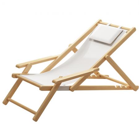 Camping Foldable Wooden Lounge Folding Beach Reclining Chair 