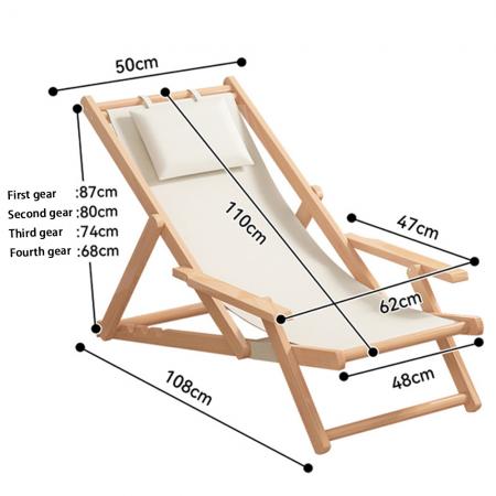Camping Foldable Wooden Lounge Folding Beach Reclining Chair 