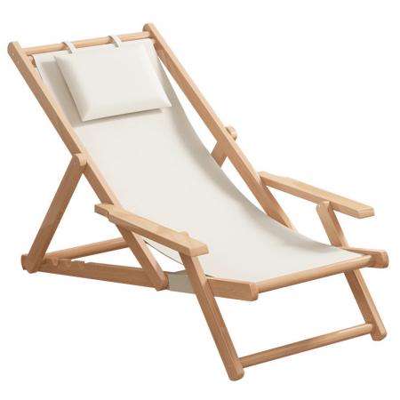 Camping Foldable Wooden Lounge Folding Beach Reclining Chair 