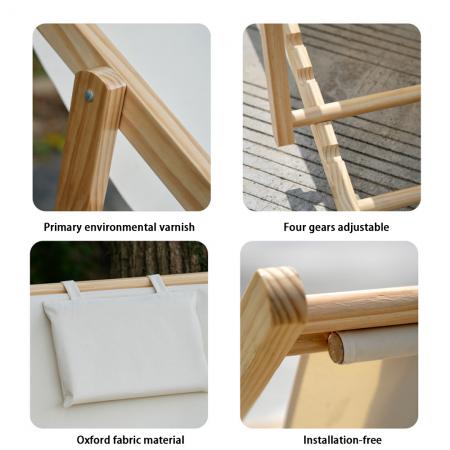 Camping Foldable Wooden Lounge Folding Beach Reclining Chair 