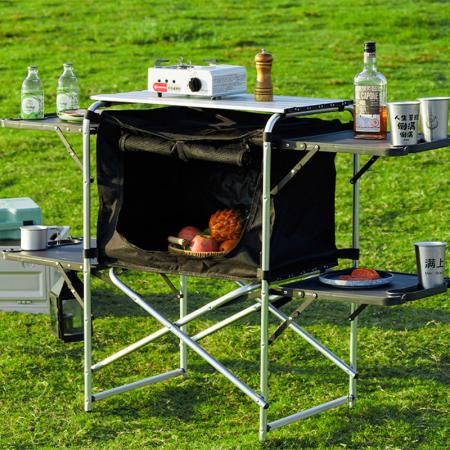 Portable Camping Aluminum Alloy Multifunctional IGT Folding Table Mobile Kitchen Dining Table