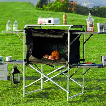 Portable Camping Aluminum Alloy Multifunctional IGT Folding Table Mobile Kitchen Dining Table
