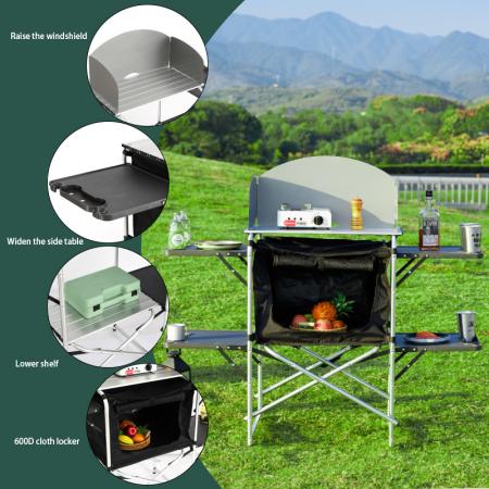 Portable Camping Aluminum Alloy Multifunctional IGT Folding Table Mobile Kitchen Dining Table
