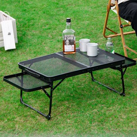 Modern Camping Metal Mesh Outdoor Folding Table Lightweight Iron BBQ Table