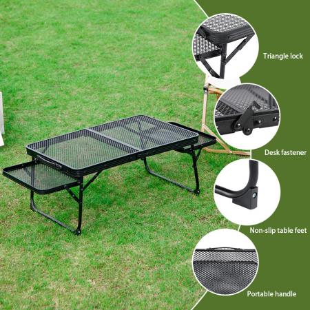 Modern Camping Metal Mesh Outdoor Folding Table Lightweight Iron BBQ Table