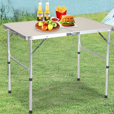 Portable Aluminum Alloy Camping Table Adjustable Height Multifunctional Outdoor Beach BBQ Table 