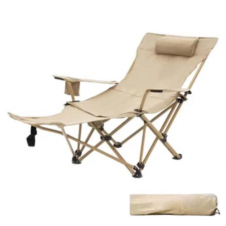 Outdoor Comfortable Camping Foldable Metal Iron Reclining Fishing Chair with Removable Footrest