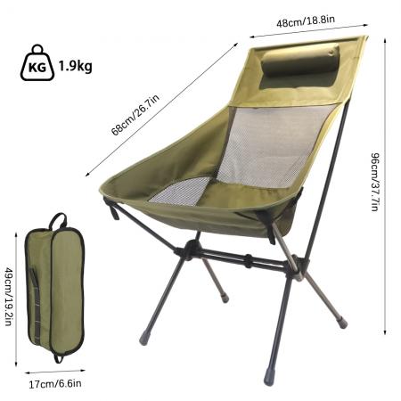 Outdoor breathable widened moon chair portable folding parallel bars high back camping beach chair