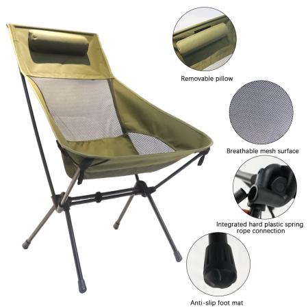 Outdoor breathable widened moon chair portable folding parallel bars high back camping beach chair