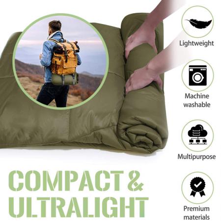 Customized Foldable Waterproof Outdoor Camping Blanket Wearable Nylon Down Blanket for Camping 