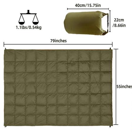 Customized Foldable Waterproof Outdoor Camping Blanket Wearable Nylon Down Blanket for Camping 