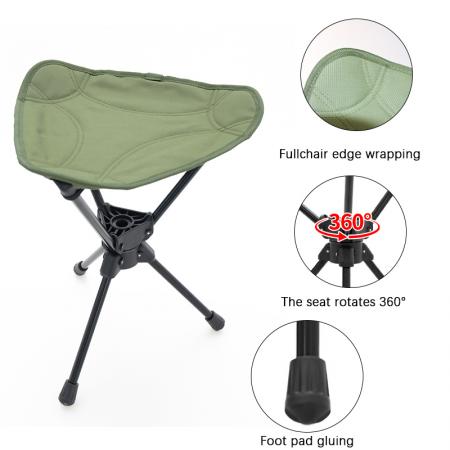 Lightweight Aluminum Alloy Metal Stool Oxford Cloth 360° Swivel Outdoor Camping Stool
