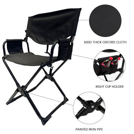 Outdoor Heavy Duty Metal Portable Folding Beach Fishing Director Camping Chair With Hard Armrest 