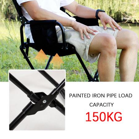 Outdoor Heavy Duty Metal Portable Folding Beach Fishing Director Camping Chair With Hard Armrest 